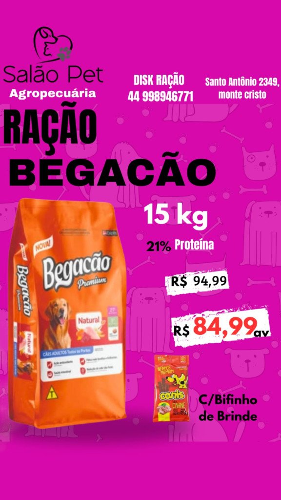 Ração Begação 15kg 21%Proteina